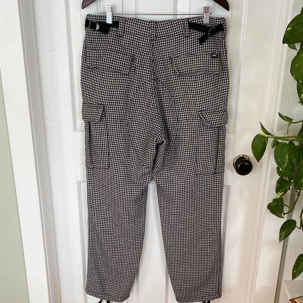 Stussy Black and White houndstooth Checkered Cargo Pants Barrel skater street - Picture 8 of 16